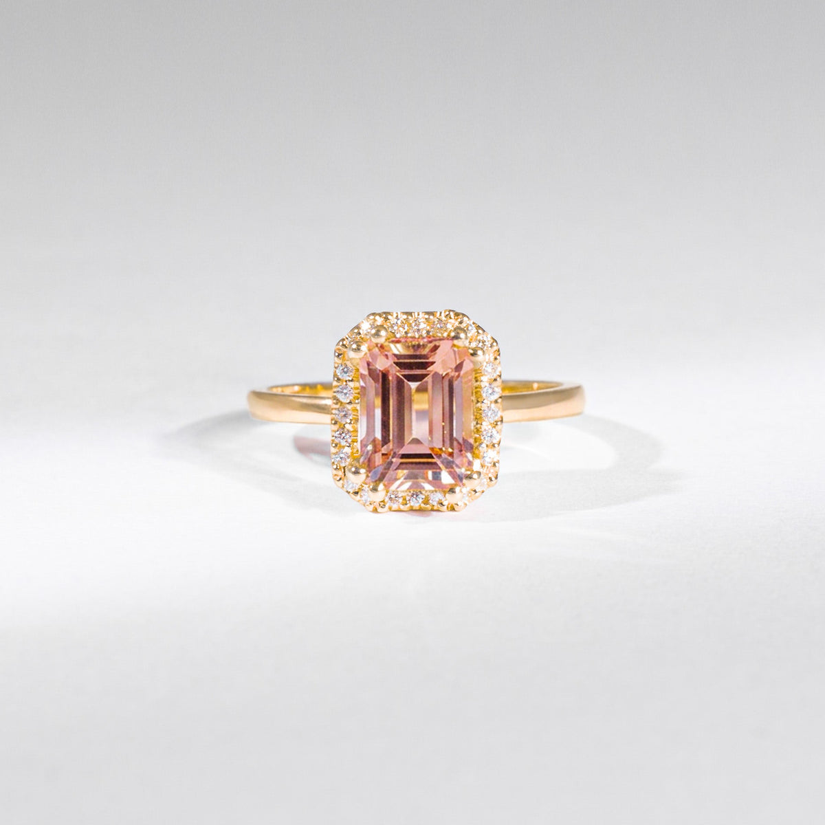 Re-Edition by gluecksgriff – 2 ct Emerald Cut light rosé Turmalin &amp; Naturdiamanten | 14K Gold