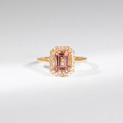 Re-Edition by gluecksgriff – 2 ct Emerald Cut light rosé Turmalin &amp; Naturdiamanten | 14K Gold