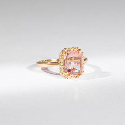 Re-Edition by gluecksgriff – 2 ct Emerald Cut light rosé Turmalin &amp; Naturdiamanten | 14K Gold