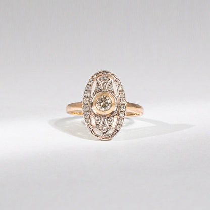 Art Déco Diamantring – 14K Gold &amp; Naturdiamanten