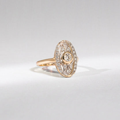 Art Déco Diamantring – 14K Gold &amp; Naturdiamanten