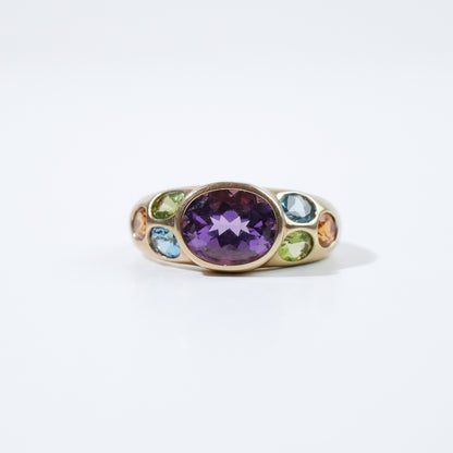 Vintage Ring Amethyst, Peridot, Citrine, Topas