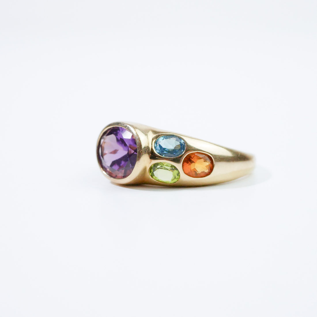 Vintage Ring Amethyst, Peridot, Citrine, Topas