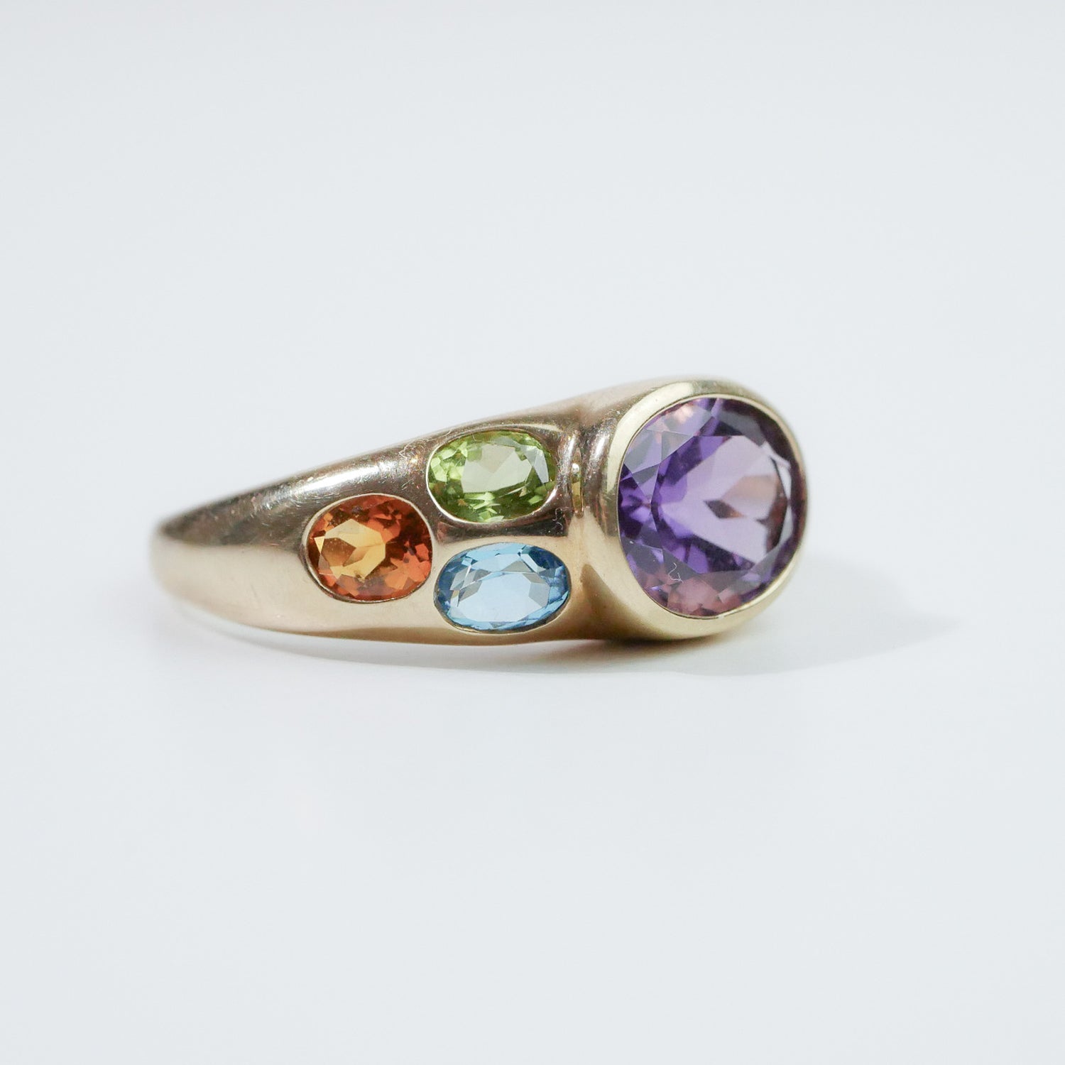 Vintage Ring Amethyst, Peridot, Citrine, Topas