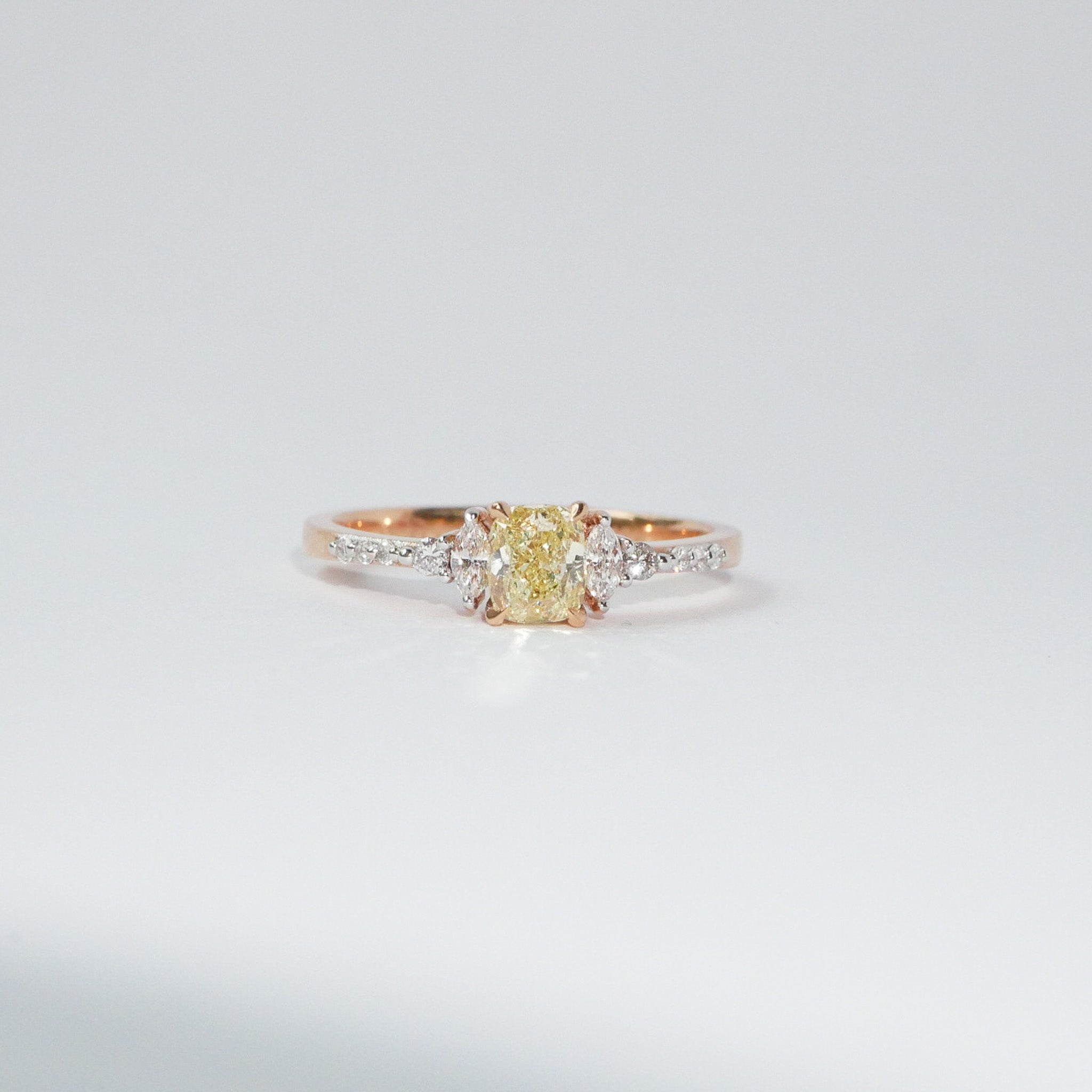 18KT Roségold Ring Gelber Diamant