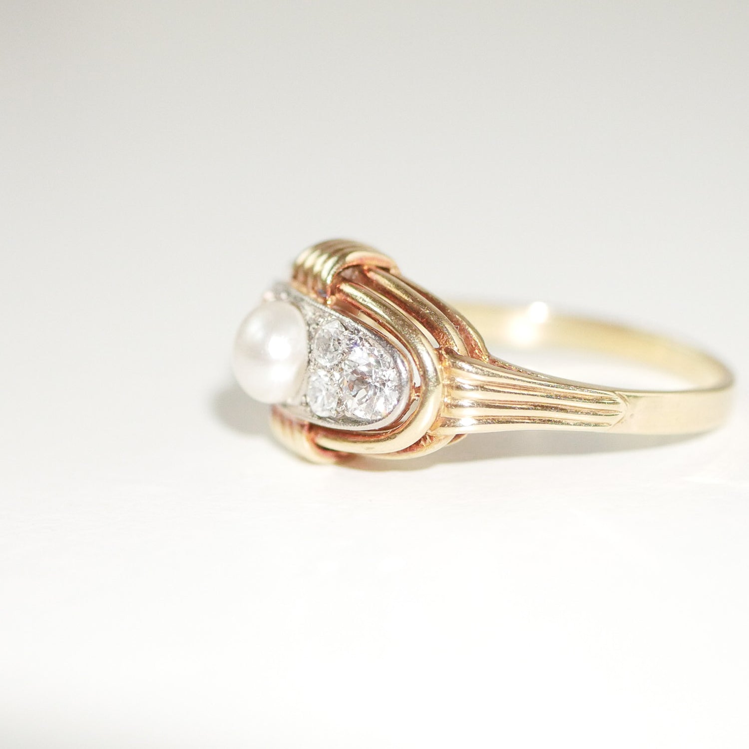 Vintage Ring Perle und Diamanten