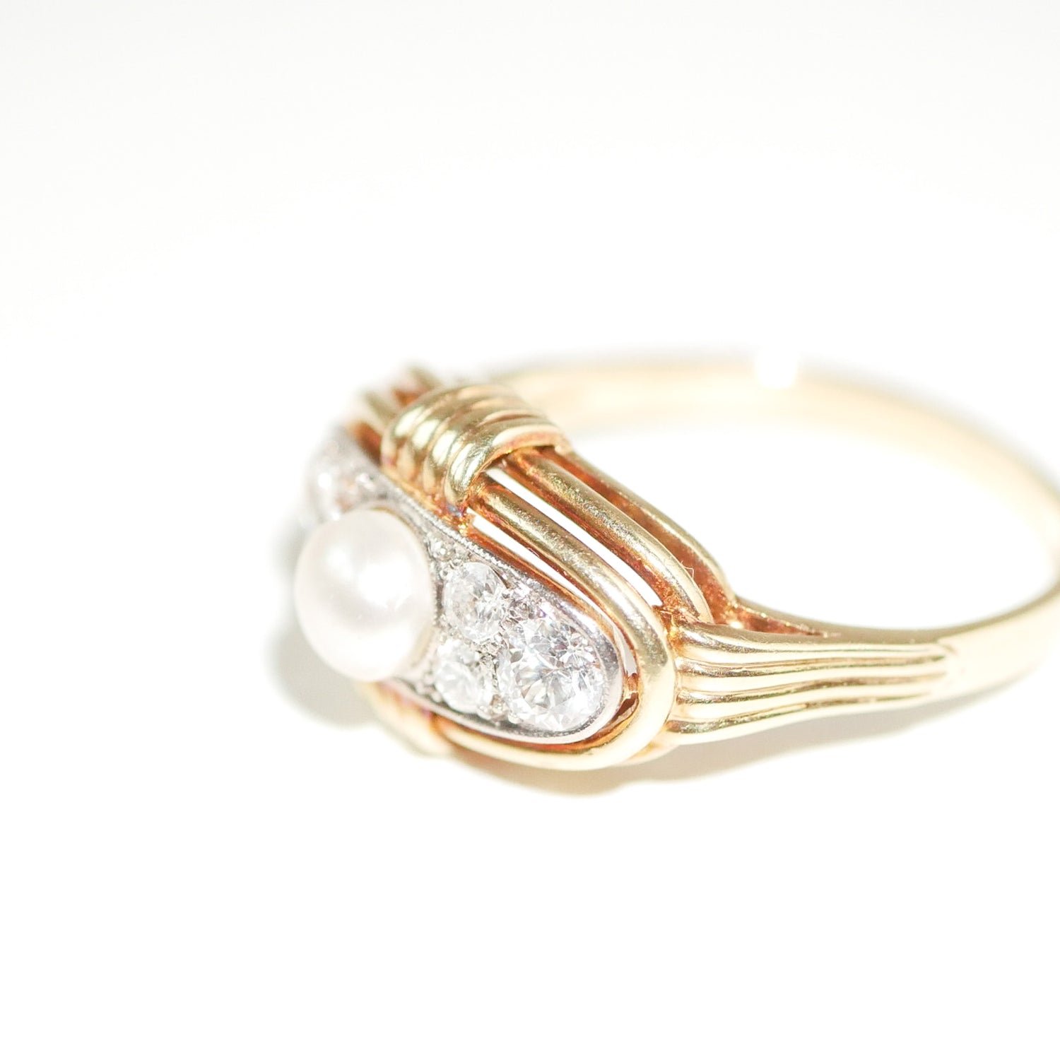 Vintage Ring Perle und Diamanten