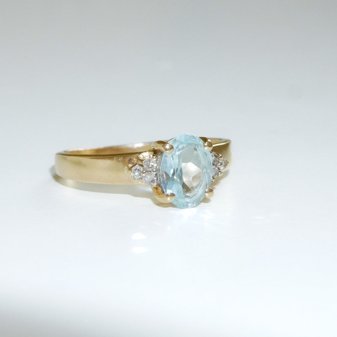 Vintage Sky Blue Topas Diamant Ring