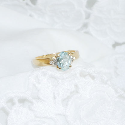 Vintage Sky Blue Topas Diamant Ring