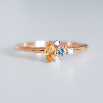 Ring Citrin Amethyst Topas Diamant