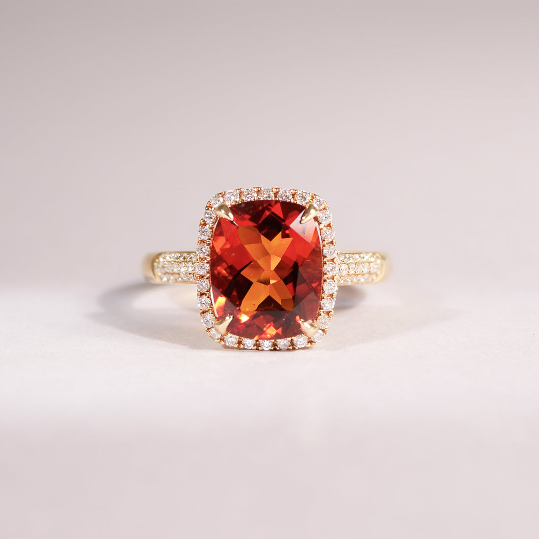 Mandarin Citrin Diamant Ring