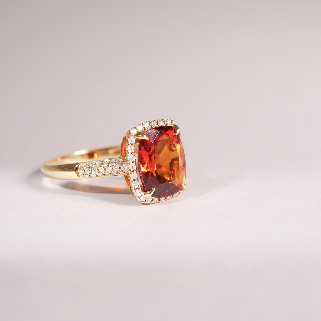 Mandarin Citrin Diamant Ring