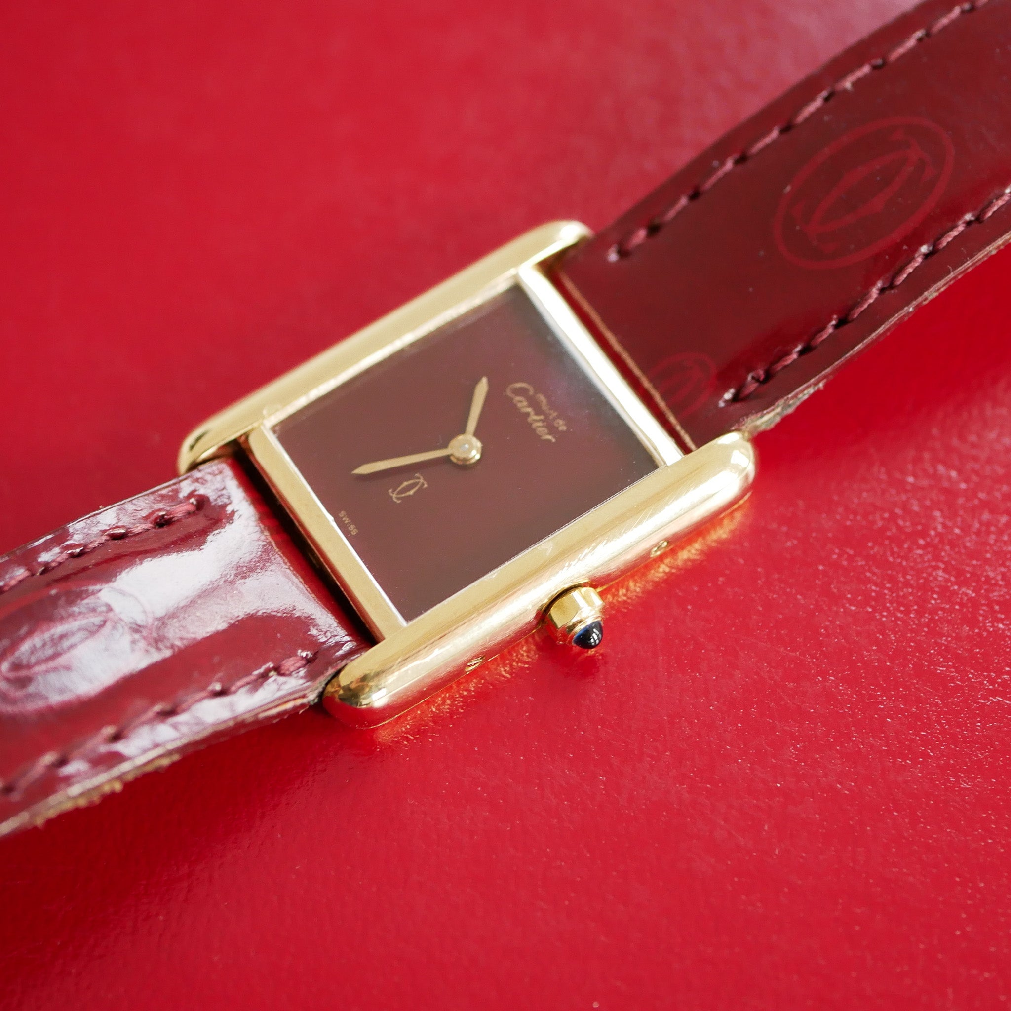 Cartier Tank Must Burghundy vermeil