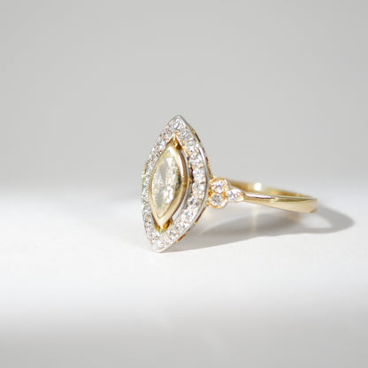 Vintage Ring natur light yellow Diamant Marqiuse schliff