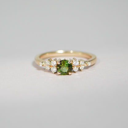 Ring grüner runder Turmalin vintage-stil