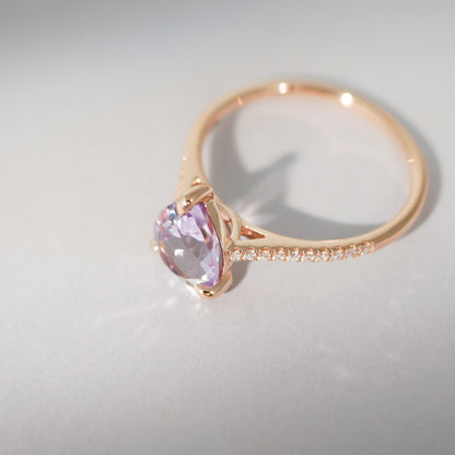 Ring aus 18KT Roségold mit pinkem Amethyst &amp; Brillanten
