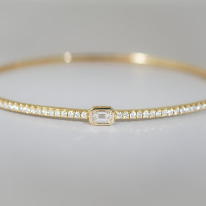 Armreif 14KT Smaragd Schliff Diamant und Brillanten