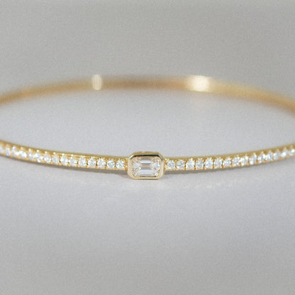 Armreif 14KT Smaragd Schliff Diamant und Brillanten