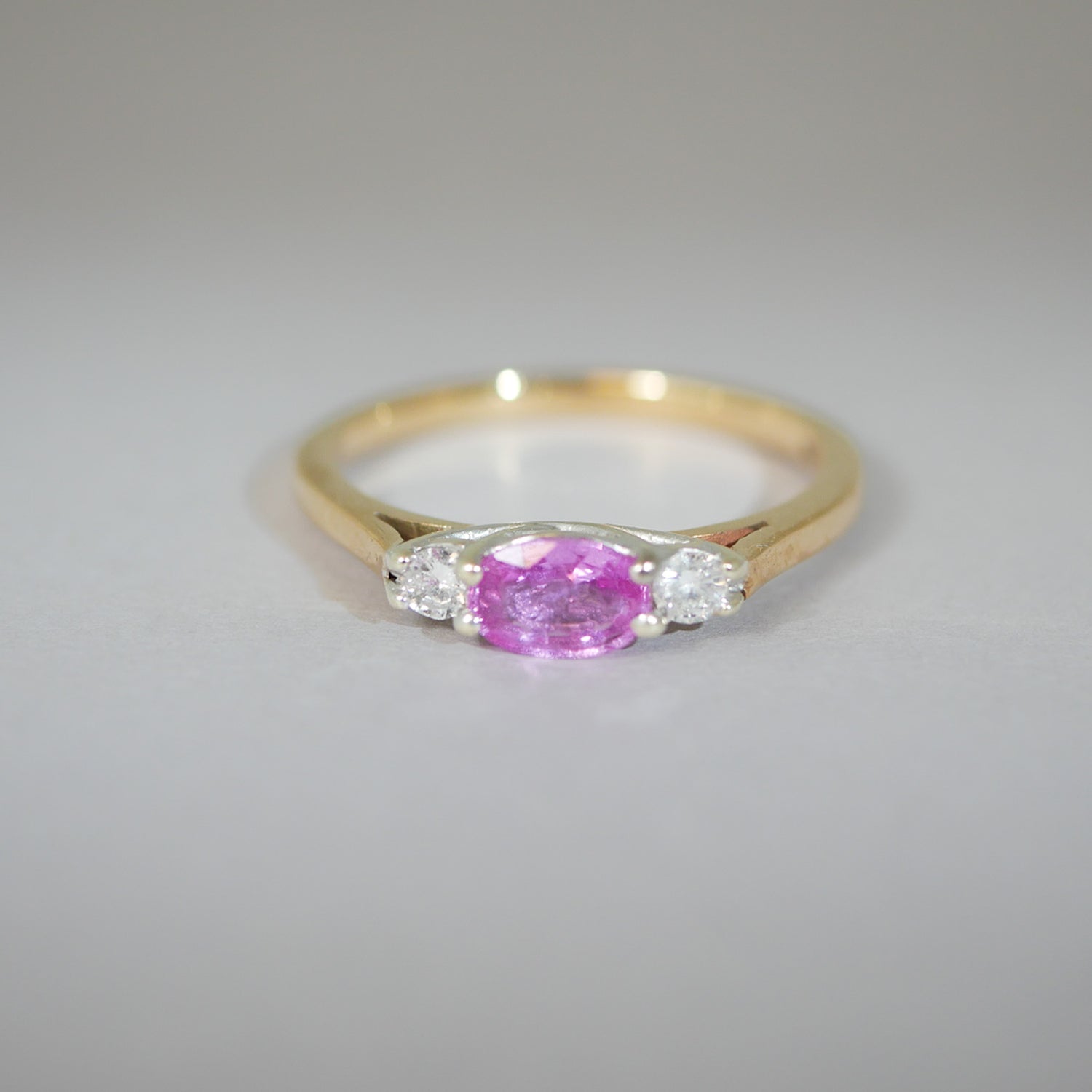 Vintage Ring 9KT pinker Saphir Diamanten