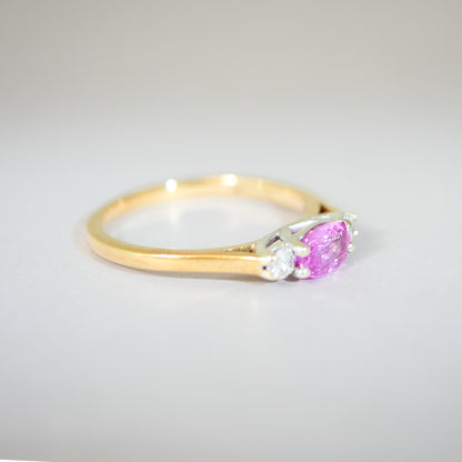 Vintage Ring 9KT pinker Saphir Diamanten