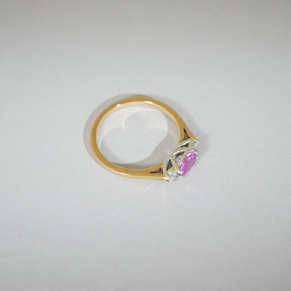 Vintage Ring 9KT pinker Saphir Diamanten