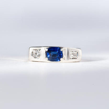 Vintage-Ring Saphir &amp; Rosenschliff-Diamanten