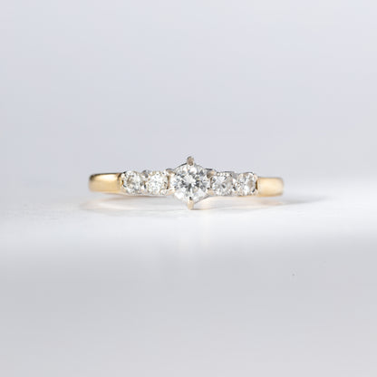 Vintage-Verlobungsring aus 585 Gelbgold mit 5 Diamanten