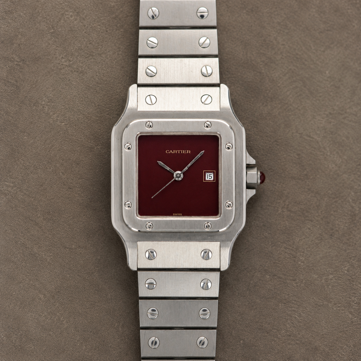 Cartier Carée burgundy dial ref. 2960