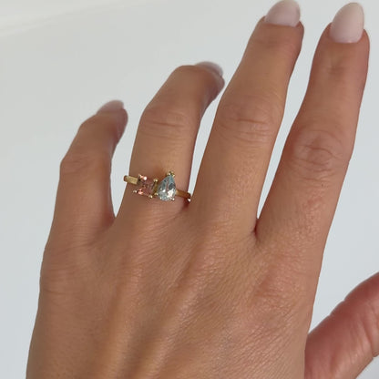Turmalin und himmelblauer Topas Ring