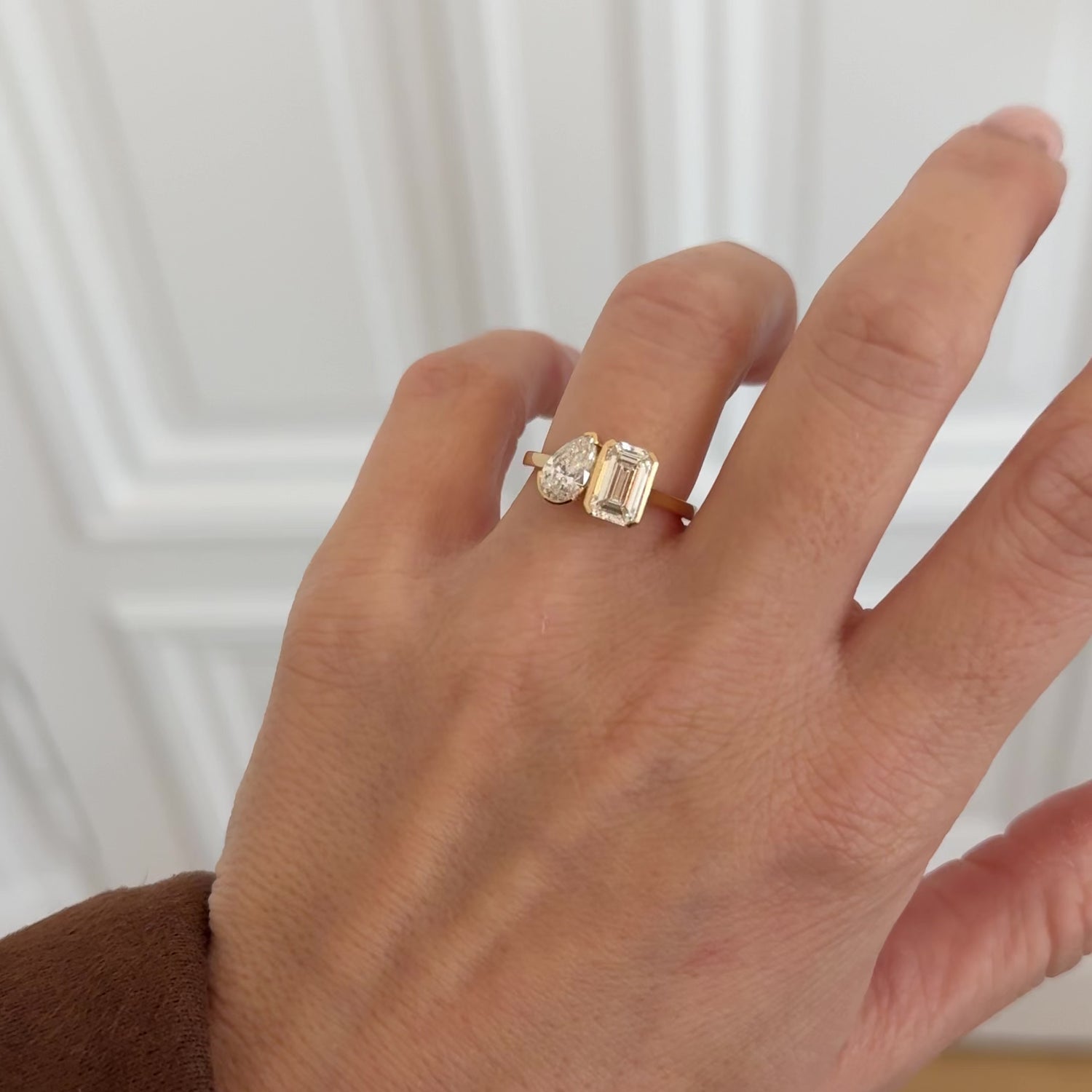 Ring 2 Diamanten Emerald und Tearcut