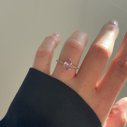 Ring aus 18KT Roségold mit pinkem Amethyst &amp; Brillanten