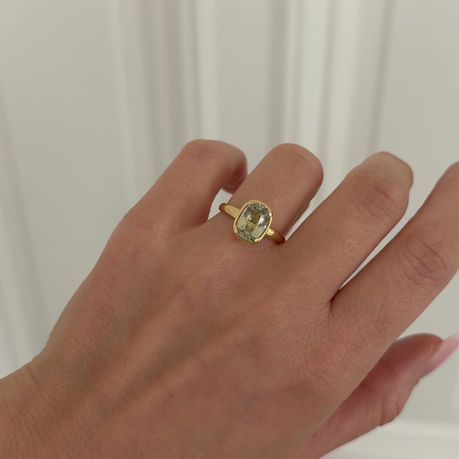 Ring Prasiolith facettiert 18KT