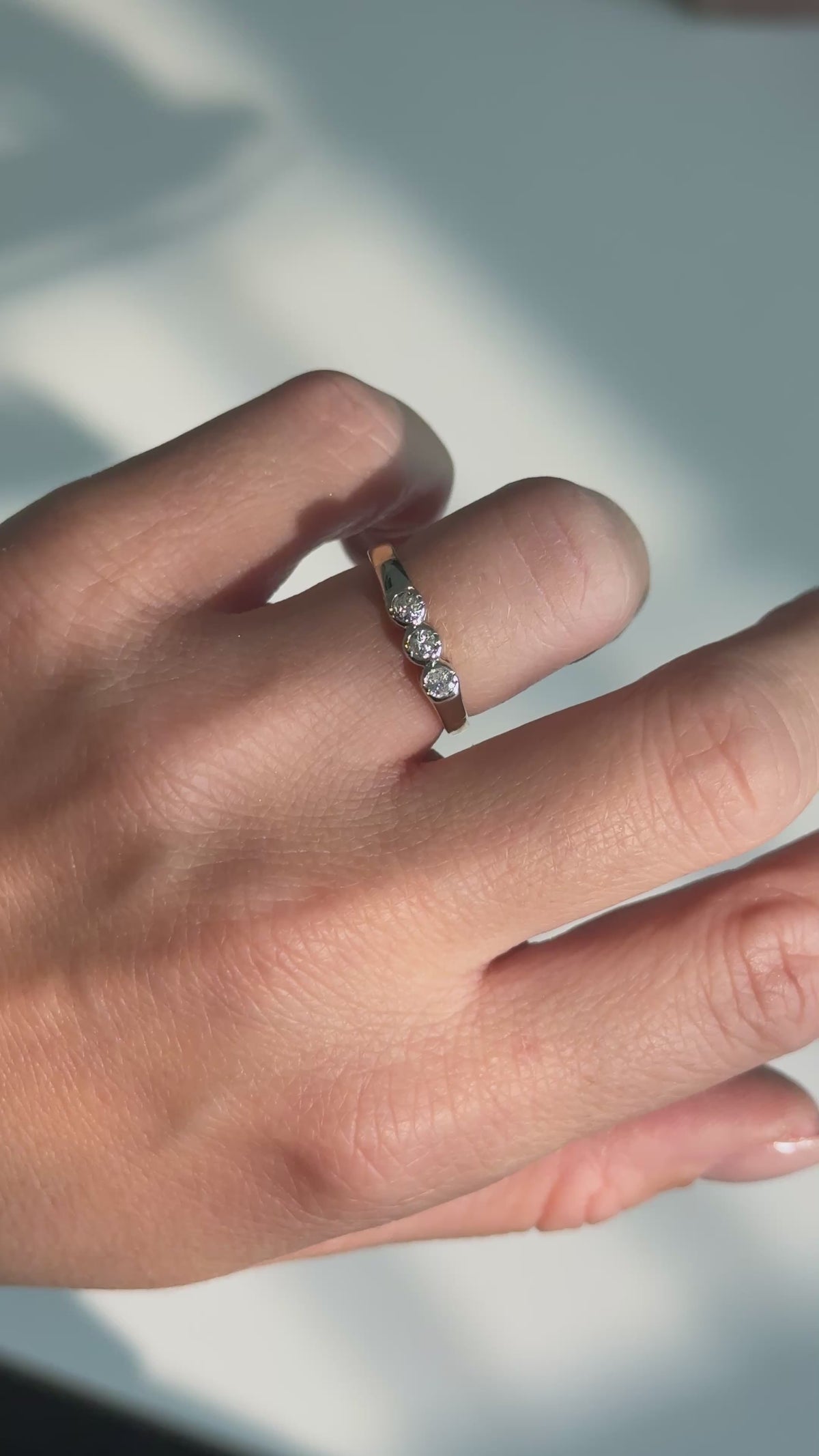 Vintage Diamantring im Art-Déco-Stil | Drei Diamanten, 585 Gelb- &amp; Weißgold