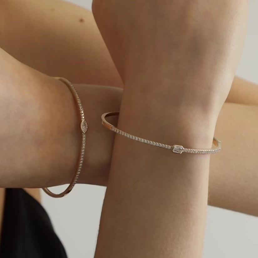 Armreif 14KT Navette Schliff Diamant und Brillanten