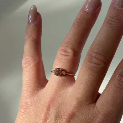 Diamantring aus 18 Karat Gelbgold mit braunem Diamant