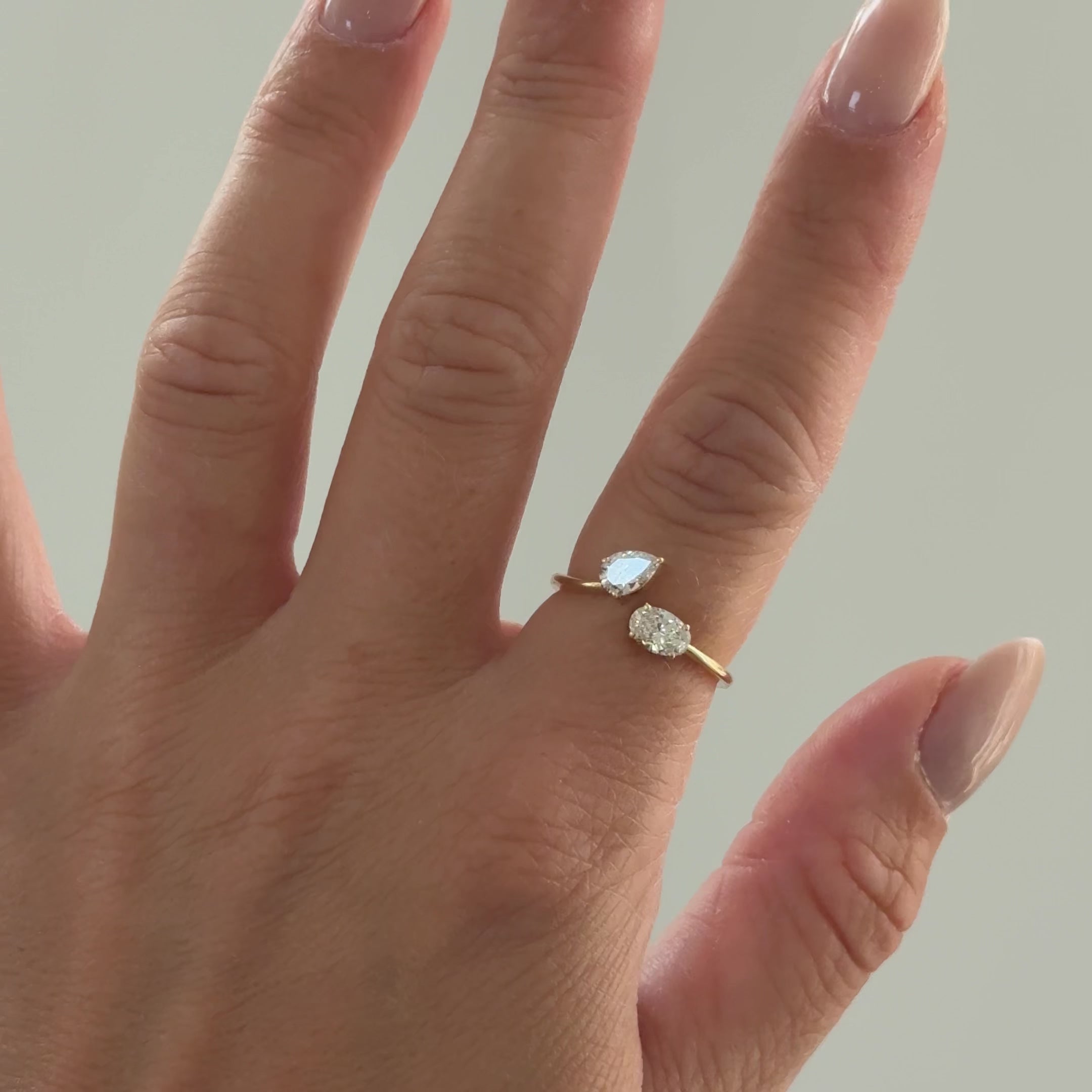 Toi-et-Moi Ring aus 14 Karat Gelbgold mit Lab Grown Diamanten
