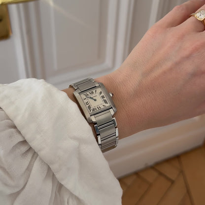 Cartier Tank Française Edelstahl Quartz Vintage Uhr